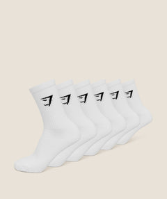 Gymshark Crew Socks 6Pk GS White