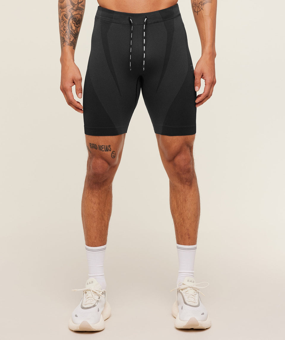 Gymshark Seamless Running Half Tight - Black/Onyx Grey