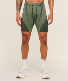 Gymshark Seamless Running Half Tight -  Stealth Blue /  Sorbet Yellow