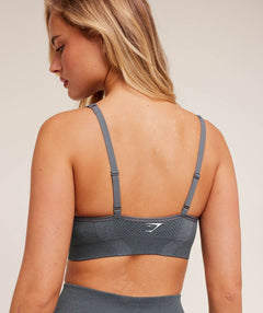 Women's Gymshark Vital V Neck Sports Bra Strong Grey Marl