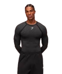 Gymshark Shadow Seamless Long Sleeve T-Shirt - Black
