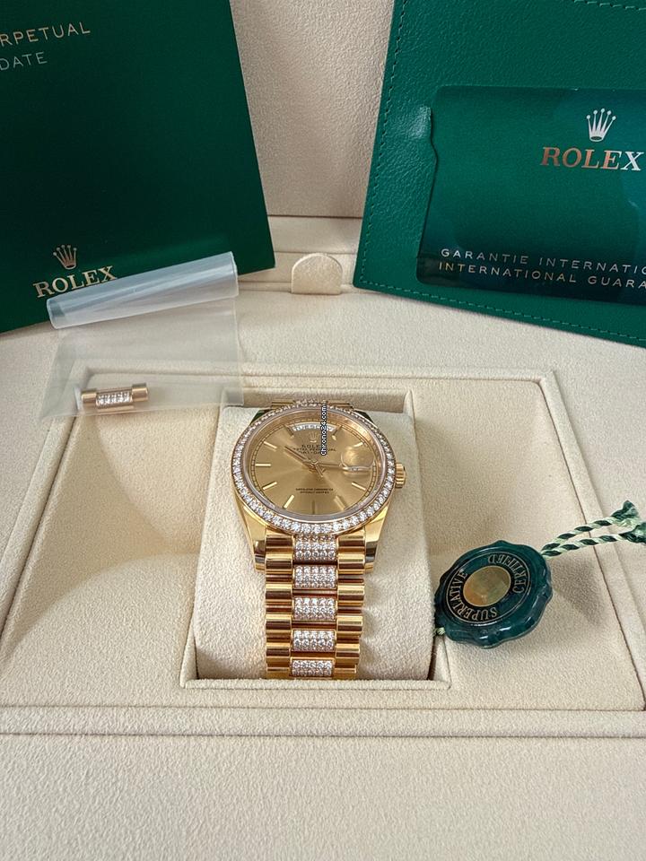 Rolex | Day-Date | 128348RBR | Yellow gold | 36 x 43 mm | Yellow gold | Champagne | Automatic