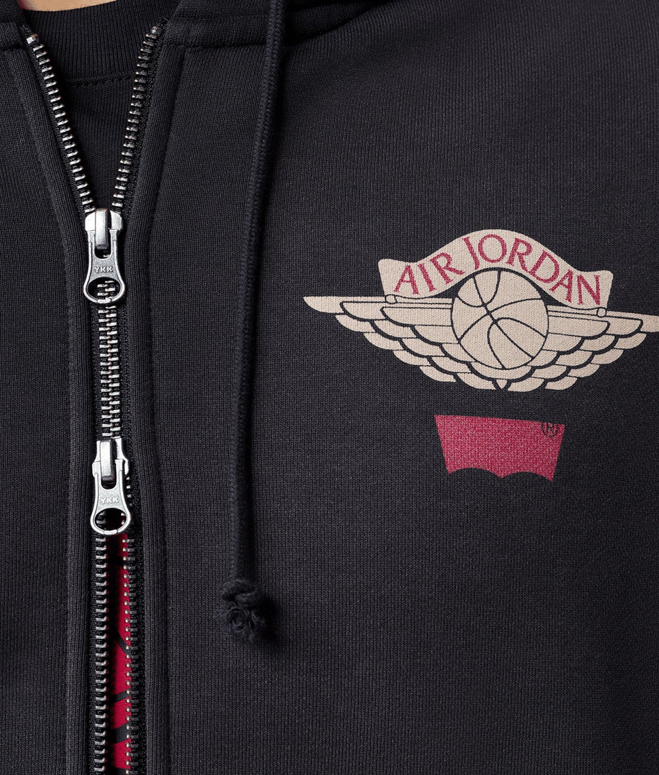 Jordan X LEVIS HOODIE BLACK/PALE IVORY-GYM RED