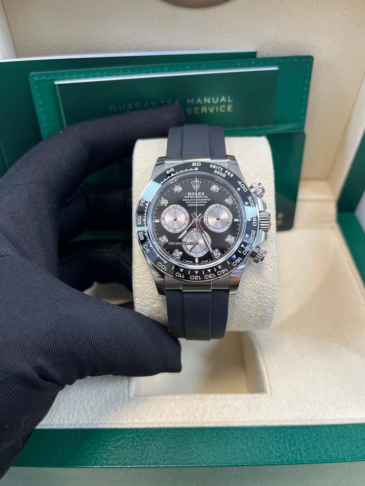 Rolex Black Cerachrom Bezel Black And Silver Diamond Dial Oysterflex Strap 126519 LN