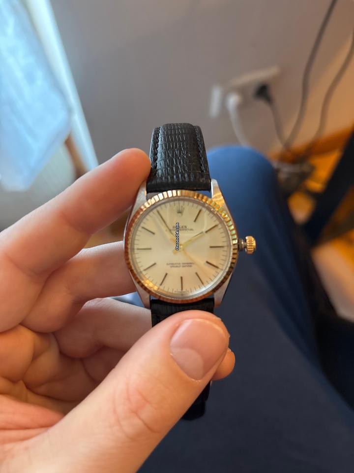 Rolex | Oyster Perpetual | 1005 | Steel | 33 mm | Leather | Gold | Automatic