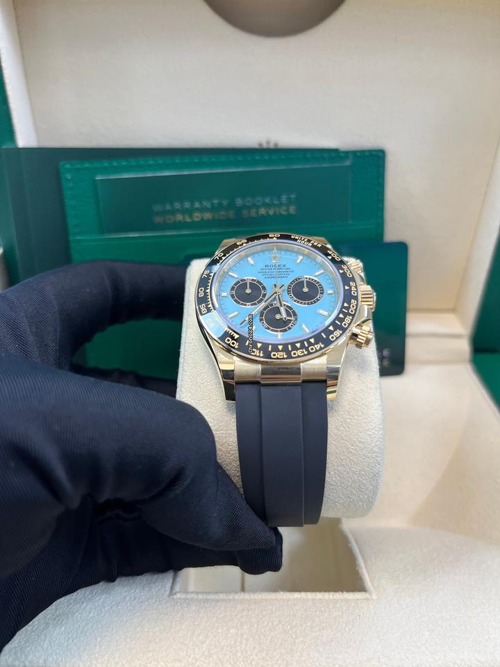 Rolex | Daytona | 126518 | Yellow gold | 40 mm | Rubber | Turquoise | Automatic