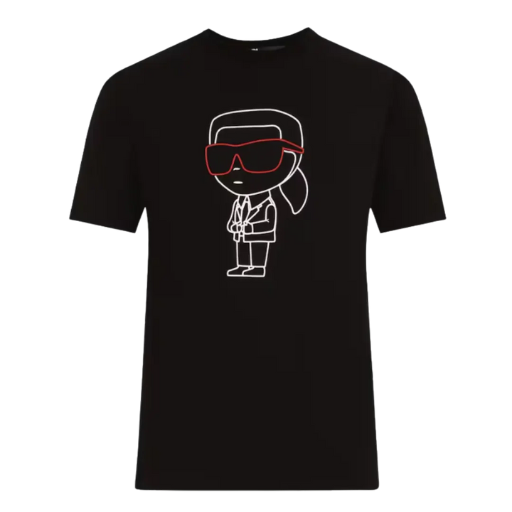 Karl Lagerfeld Men Black Printed Round T-Shirts