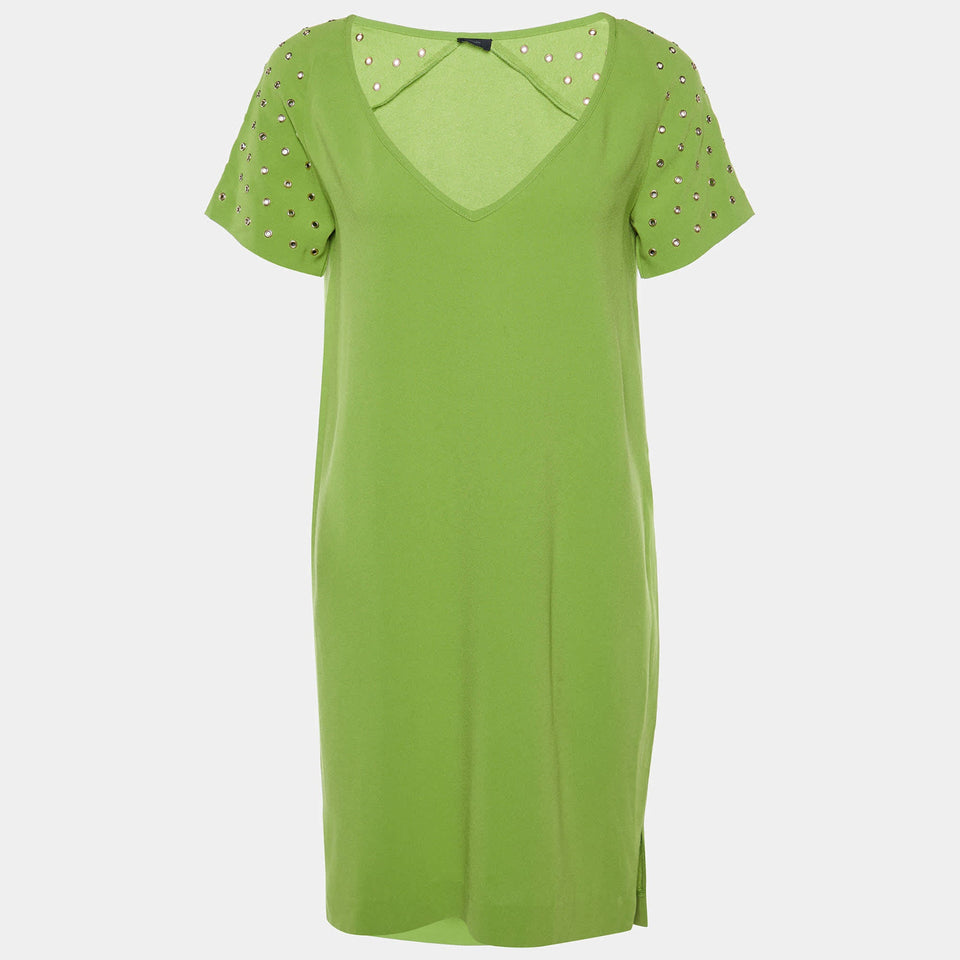 Joseph Green Stretch Crepe Eyelet Detail Shift Dress