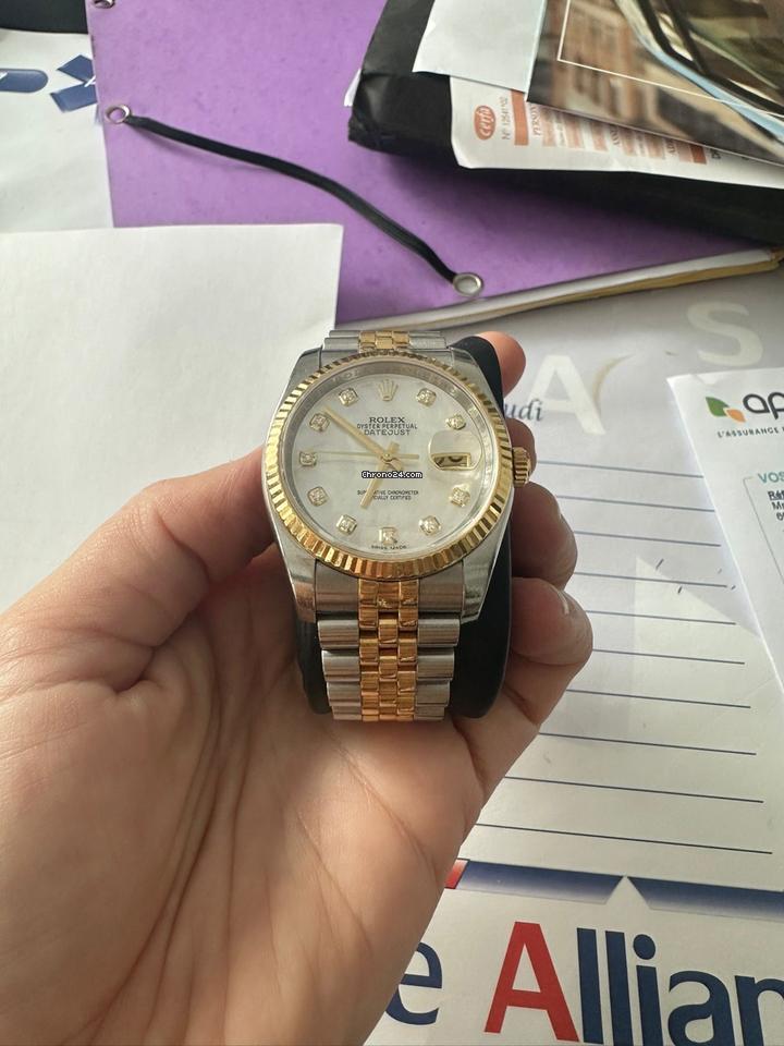 Rolex | Datejust | 116233 | Yellow gold | 36 mm | Gold/Steel | White | Automatic