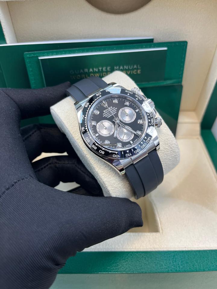 Rolex Black Cerachrom Bezel Black And Silver Diamond Dial Oysterflex Strap 126519 LN