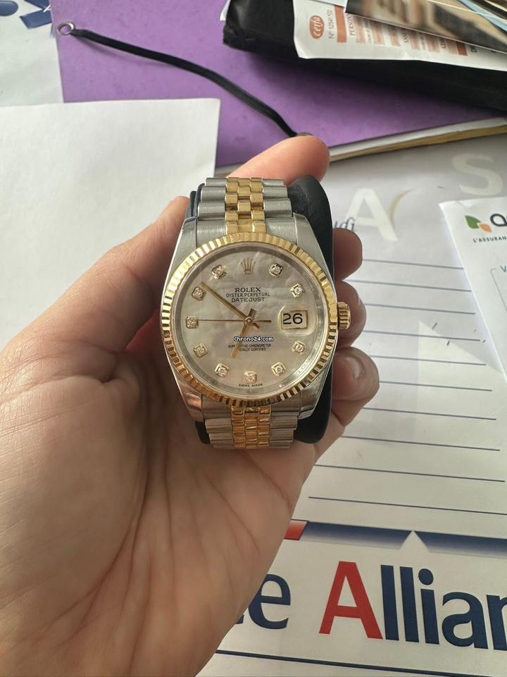 Rolex | Datejust | 116233 | Yellow gold | 36 mm | Gold/Steel | White | Automatic