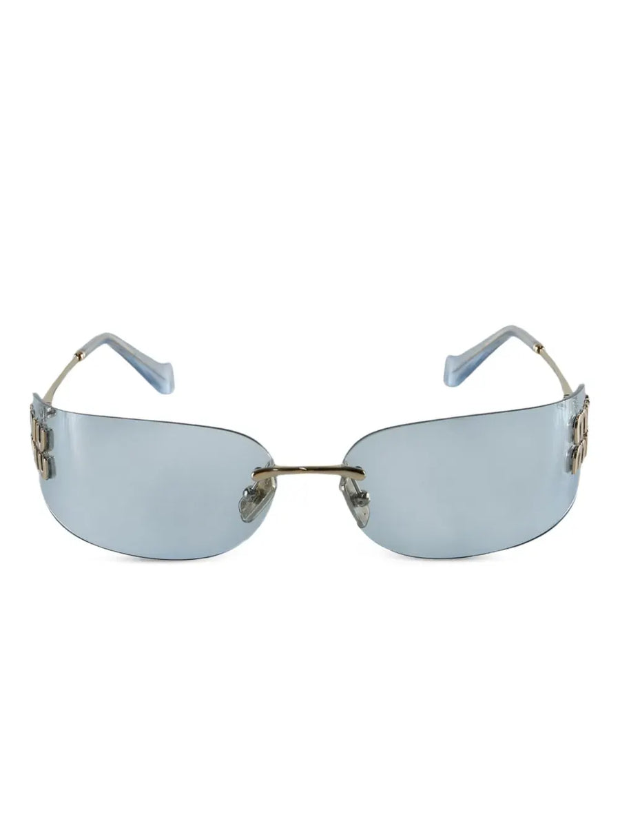 logo-plaque rimless sunglasses