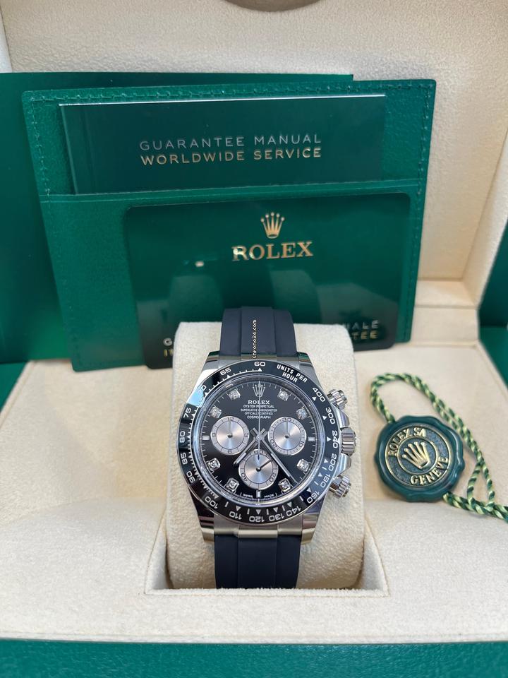 Rolex Black Cerachrom Bezel Black And Silver Diamond Dial Oysterflex Strap 126519 LN