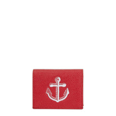 Pebble Grain Leather Anchor Double Card Holder