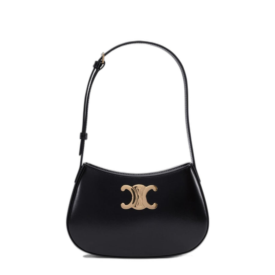 Medium Tilly Bag Triomphe in Black Canvas Calfskin
