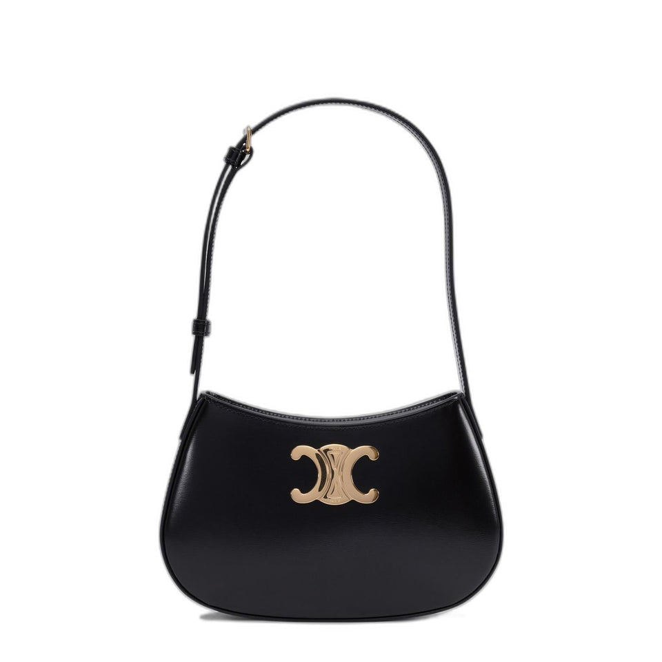 Medium Tilly Bag Triomphe in Black Canvas Calfskin