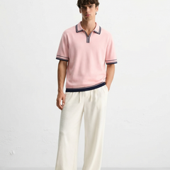 Monaco Knit Polo – Rose