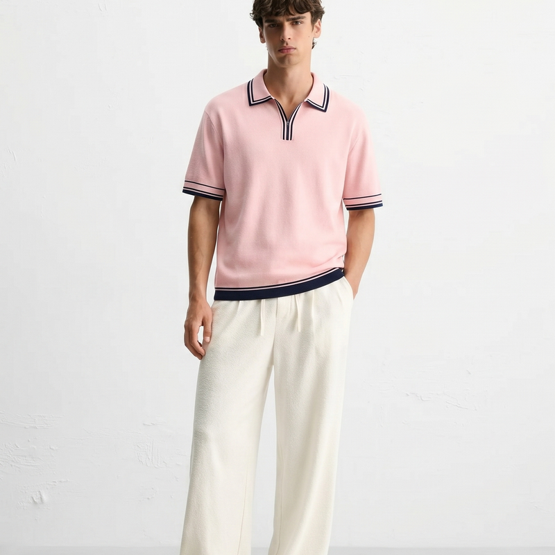 Monaco Knit Polo – Rose