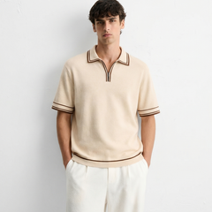 Monaco Knit Polo – Warm Oat