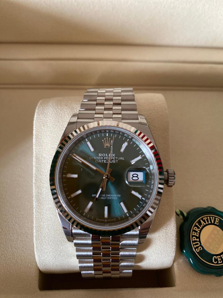 Rolex | Datejust | 126234 | White gold | 36 mm | Gold/Steel | Green | Automatic