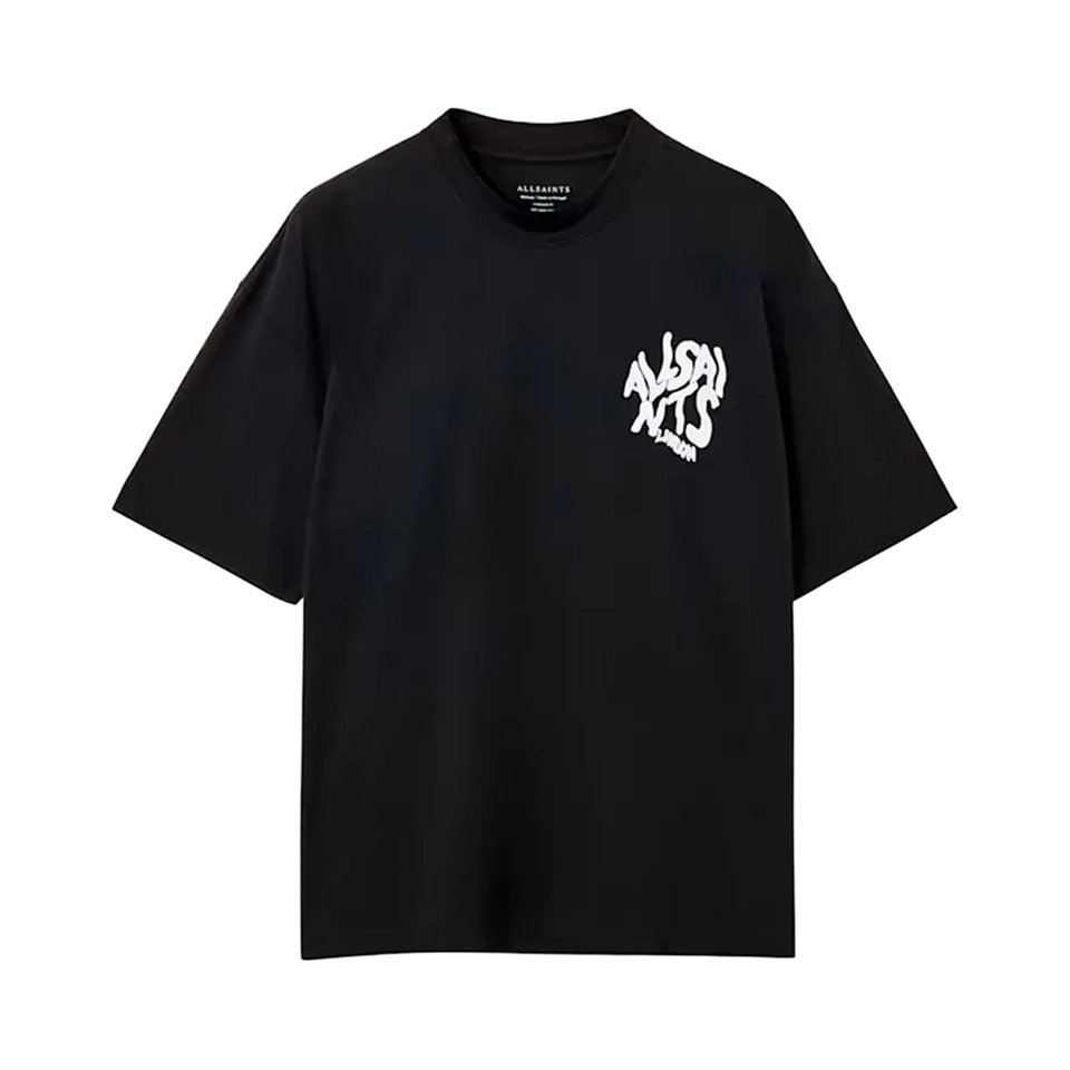 ALLSAINTS Orlando Logo Print Oversized T-Shirt Jet Black