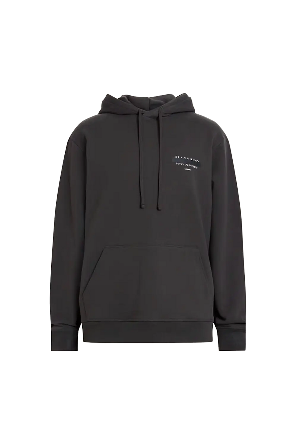 ALLSAINTS Redact Pullover Embroidered Logo Hoodie Washed Black