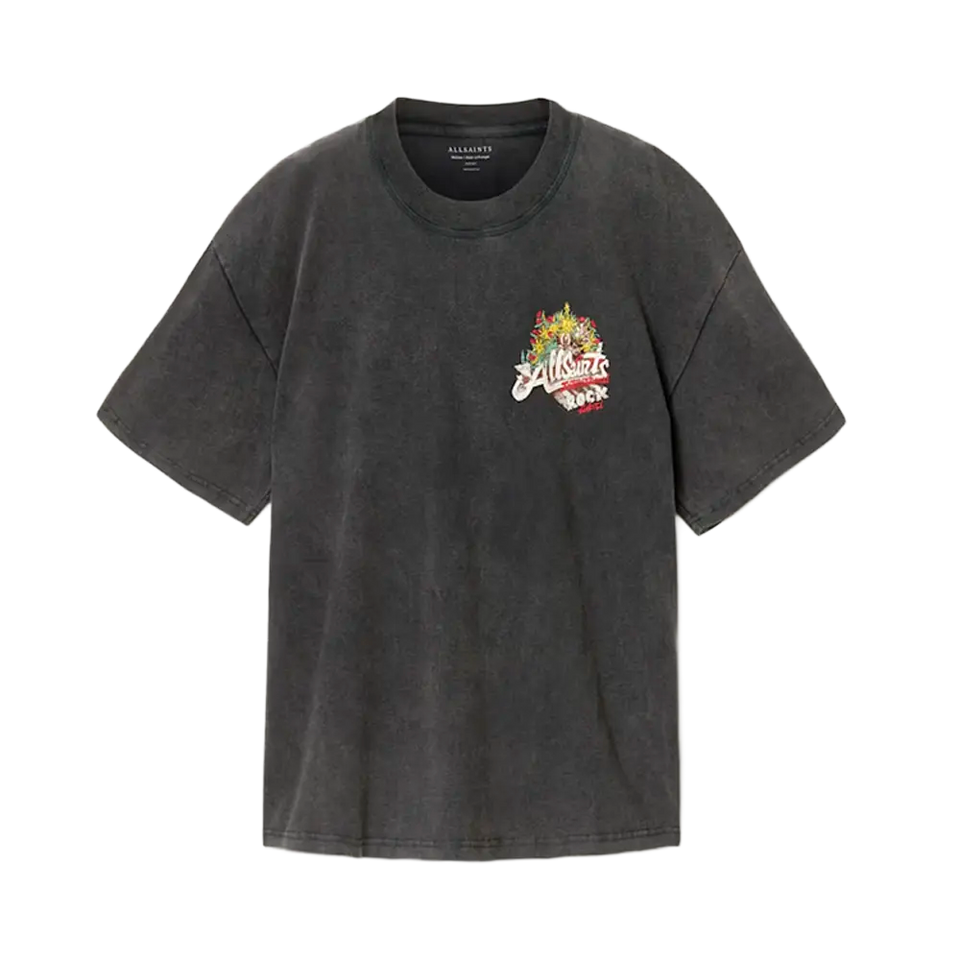ALLSAINTS Roque Short Sleeve Oversized Crew Neck T-Shirt Washed Black