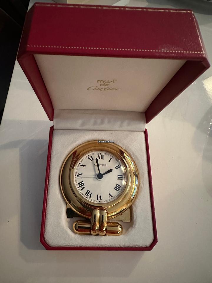 Cartier Desk Clock Cartier Pendulettes Réveil Masa Saati – Altın Kaplama Quar