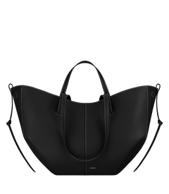 Polene Cyme Textured Black with Ecru Stitching