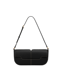 Polene Osmo Smooth Black with Ecru Stitching