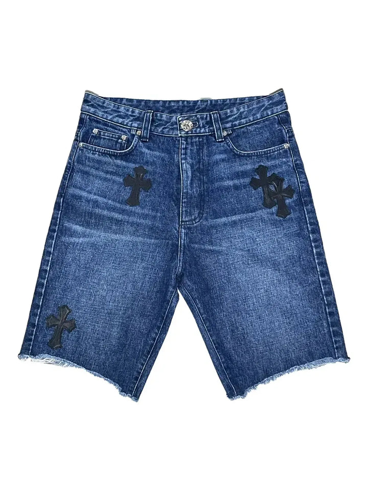 patch-detail denim shorts
