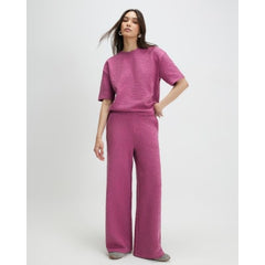 Pink Jacquard Wide Leg Trousers