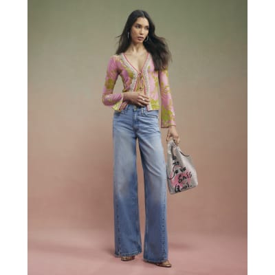 Pink Year Zero Floral Tie Front Cover Up