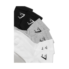 Gymshark Midi Socks 6pk - White/Light Grey Core Marl/Black