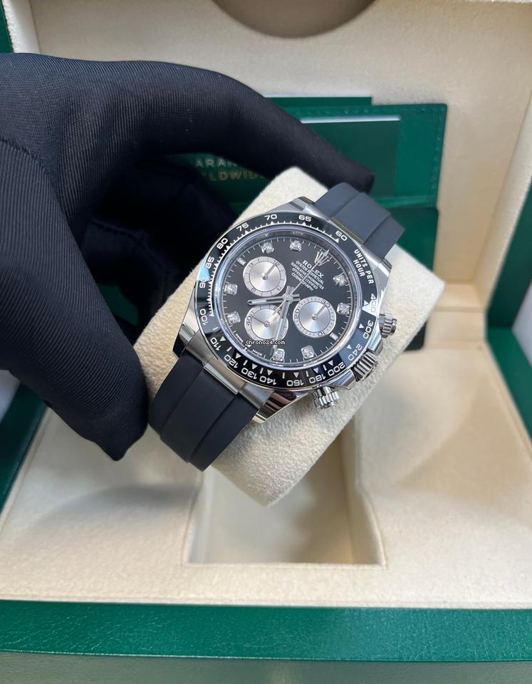 Rolex Black Cerachrom Bezel Black And Silver Diamond Dial Oysterflex Strap 126519 LN