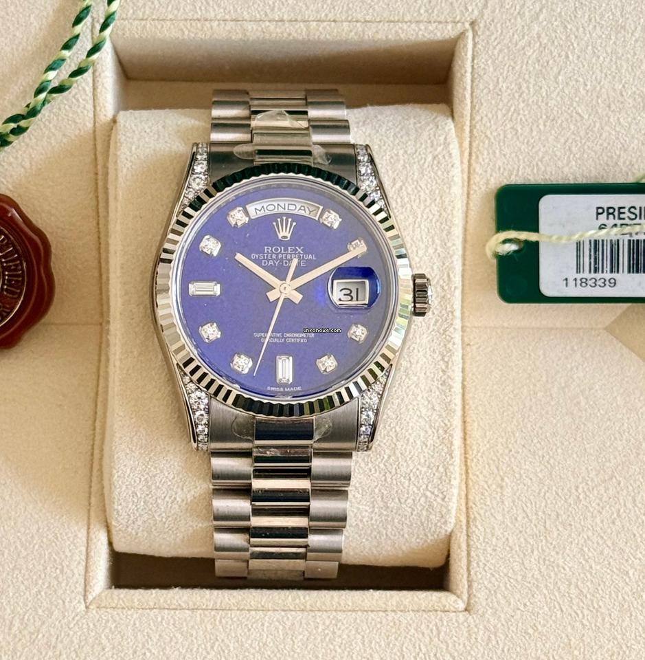 Rolex | Day-Date | 118339 | White gold | 36 mm | White gold | Blue | Automatic