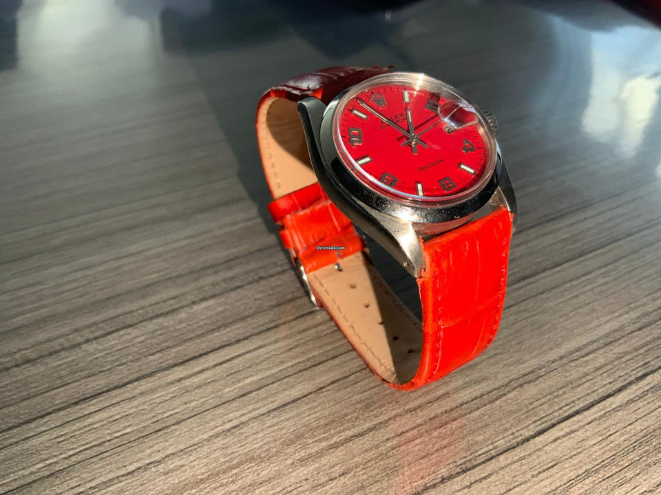 Rolex | Oysterdate Precision | 6494 | Steel | 34 x 42 mm | Leather | Red | Manual winding