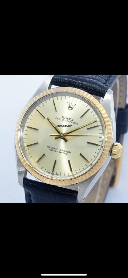 Rolex | Oyster Perpetual | 1005 | Steel | 33 mm | Leather | Gold | Automatic