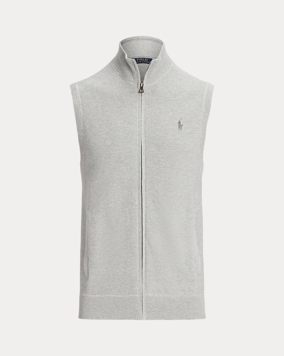 Ralph Lauren MeshKnit Cotton FullZip Sweater Vest