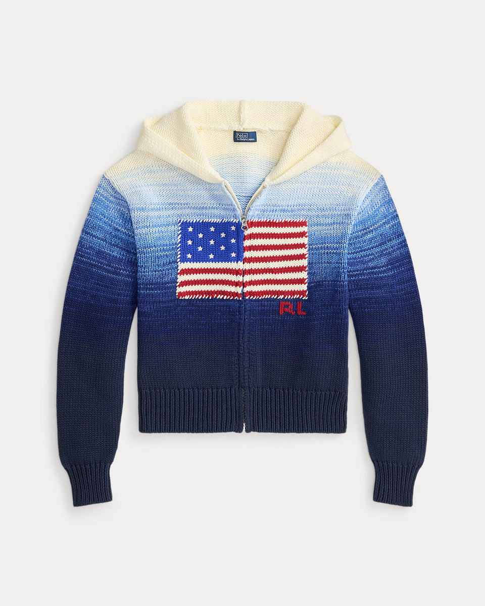 Ralph Lauren Flag Ombré Cotton Zip Hoodie