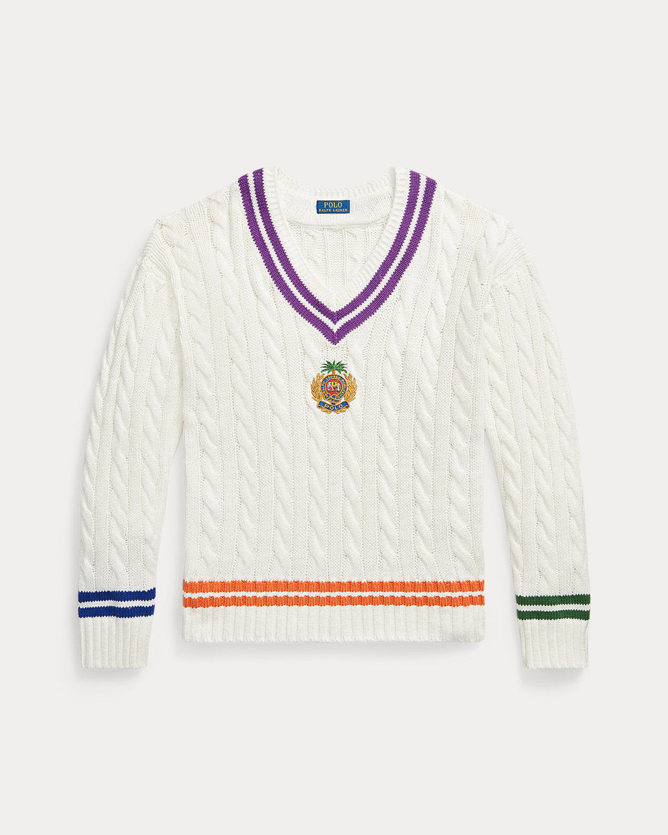 Ralph Lauren Embroidered CottonLinen Cricket Sweater