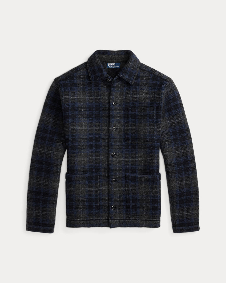 Ralph Lauren Plaid Boiled Wool Cardigan