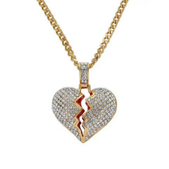 BROKEN HEART ICED OUT PENDANT (GOLD)