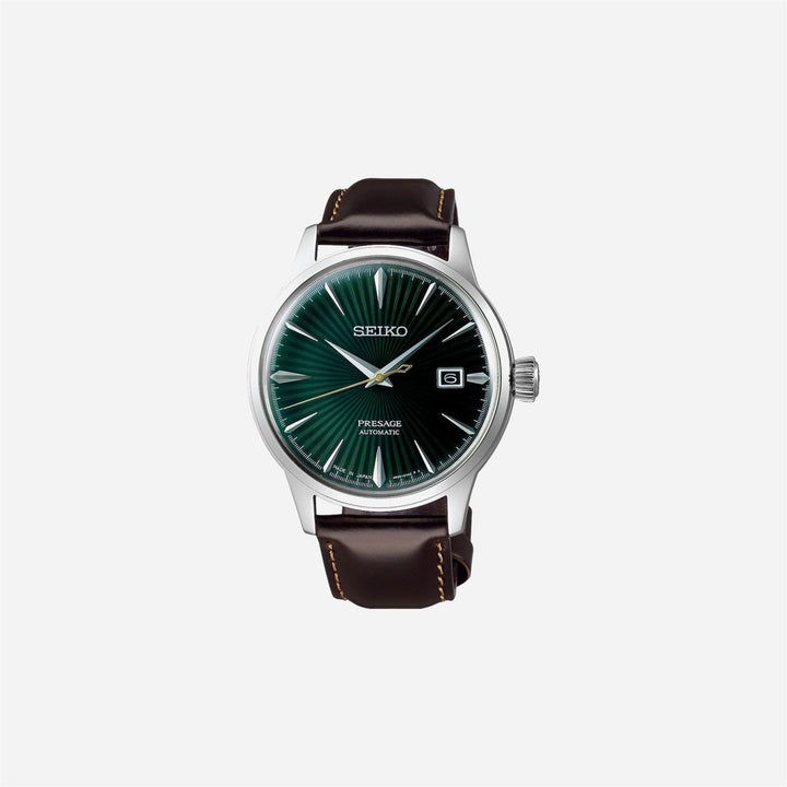 Seiko Presage Automatic Watch Green Dial Leather Strap Watch - SRPD37J1