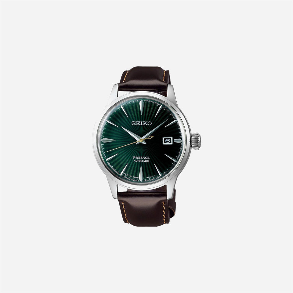 Seiko Presage Automatic Watch Green Dial Leather Strap Watch - SRPD37J1