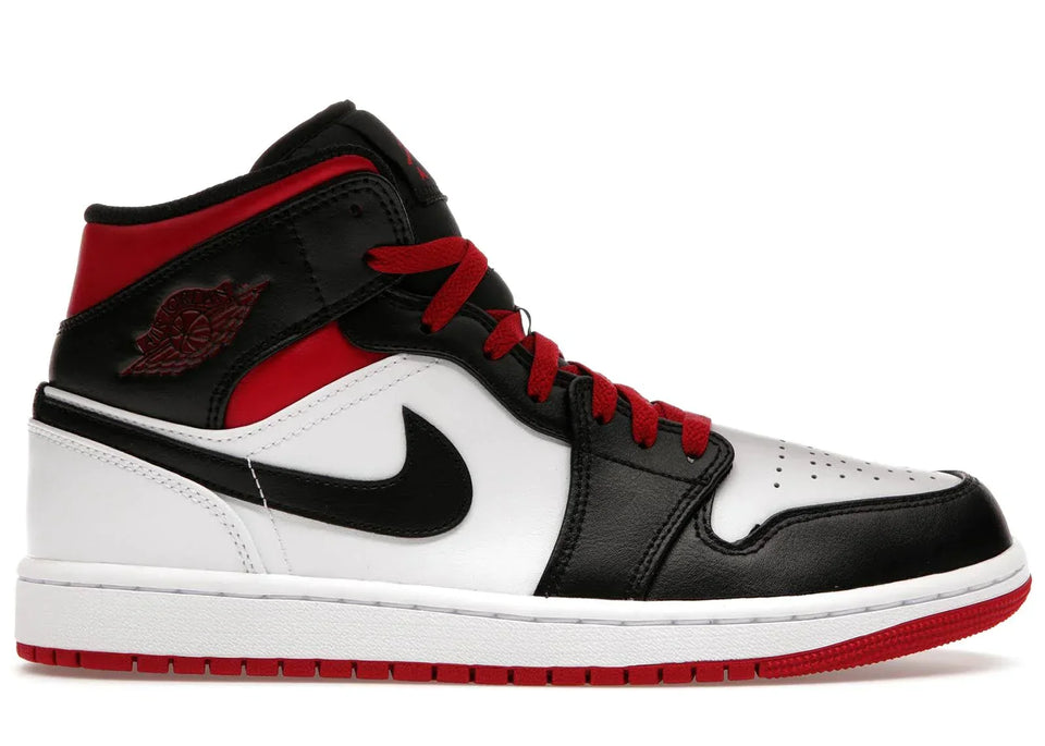 Air Jordan 1 Mid Sneakers White / Gym Red / Black Sale
