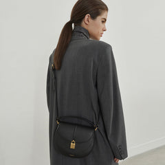 DeMellier The Siena Saddle salt & pepper canvas black small grain