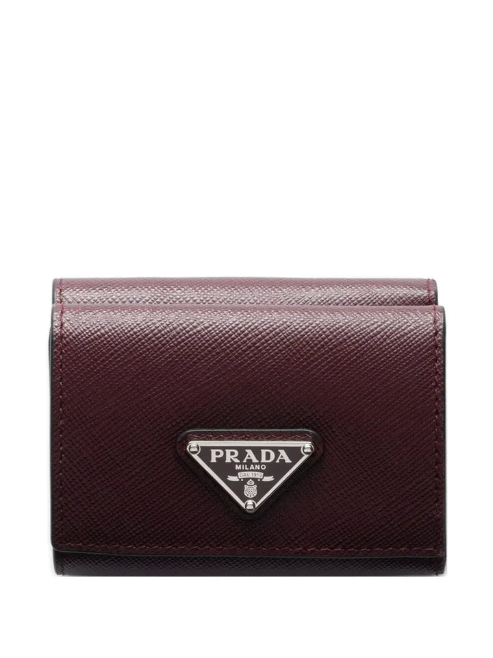 snap triangle leather wallet