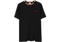 Burberry Icon Stripe Trim Cotton T-Shirt Black