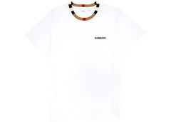 Burberry Icon Stripe Trim Cotton T-Shirt White
